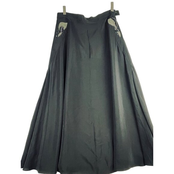 Cliche vintage silk midi/ full skirt size12 black Waist 28  hangs beautifully - Picture 1 of 6